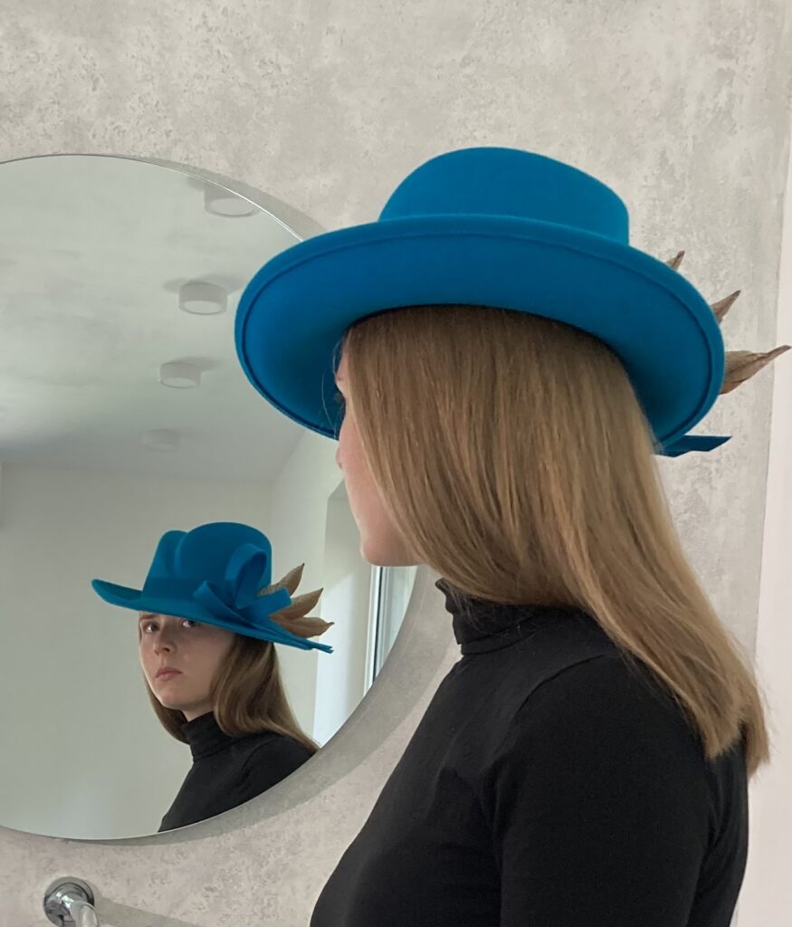 Dámský tyrkysový plstěný klobouk