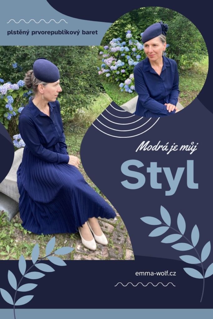 Modrý retro baret Klobouky Emma Wolf